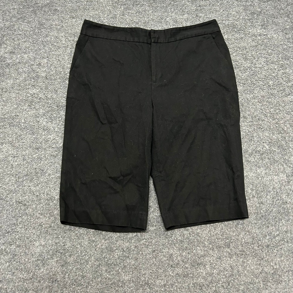 Lauren Ralph Lauren Shorts Womens Size 8 Black Flat Front Classic Bermuda Cotton
